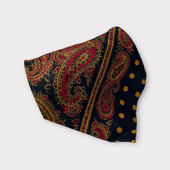 Vintage Turnbull & Asser Black Red Polka Dot Paisley Silk Wide Tie - Picture 3 of 6